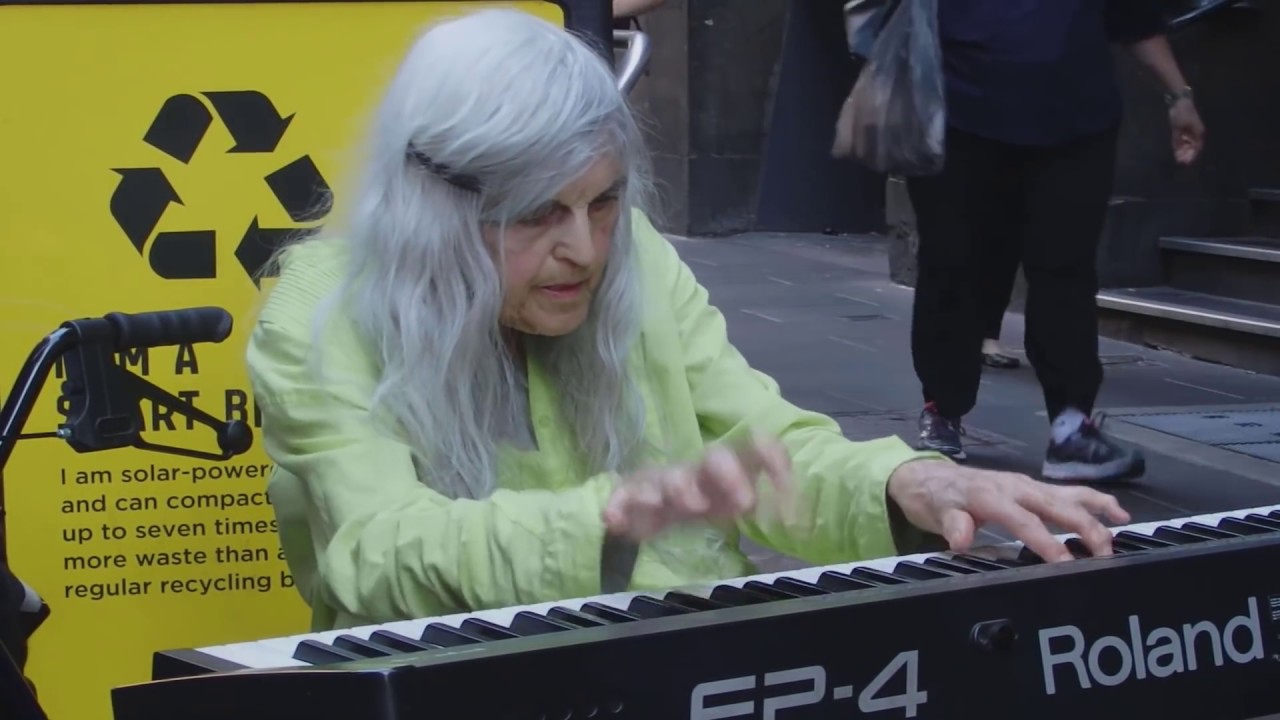 84 Year Old Street Pianist Natalie Trayling - She just walks up to the piano and composes.