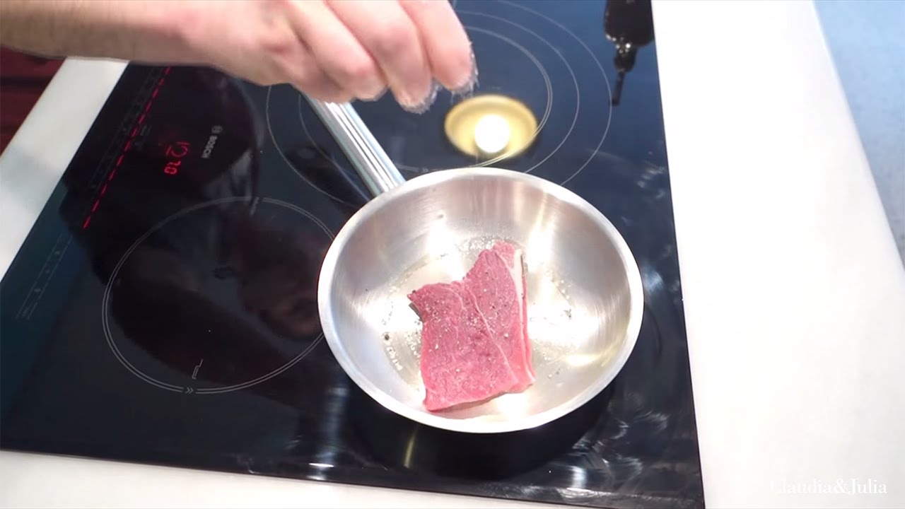Cocinar con sartén de acero inoxidable