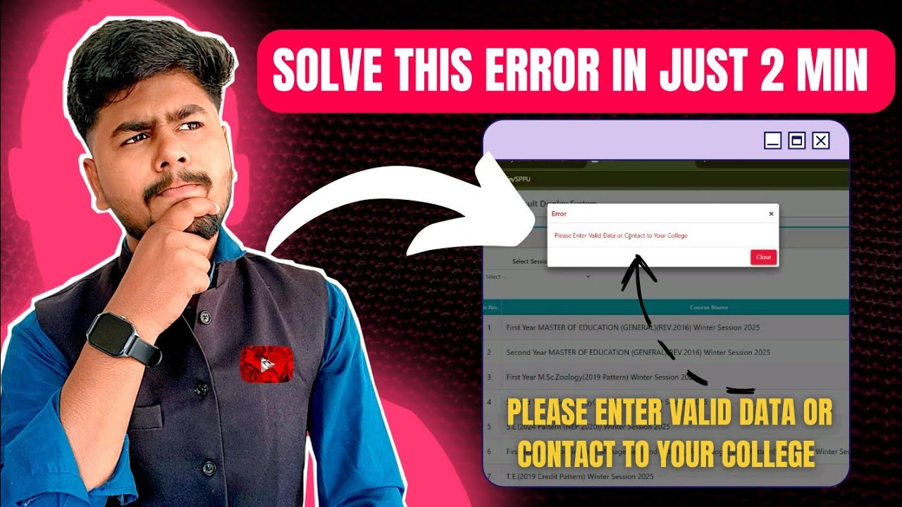 Fix &ldquo;Please Enter Valid Data 😱 or Contact to Your College&rdquo; Error | SPPU Result Problem Solved 2026