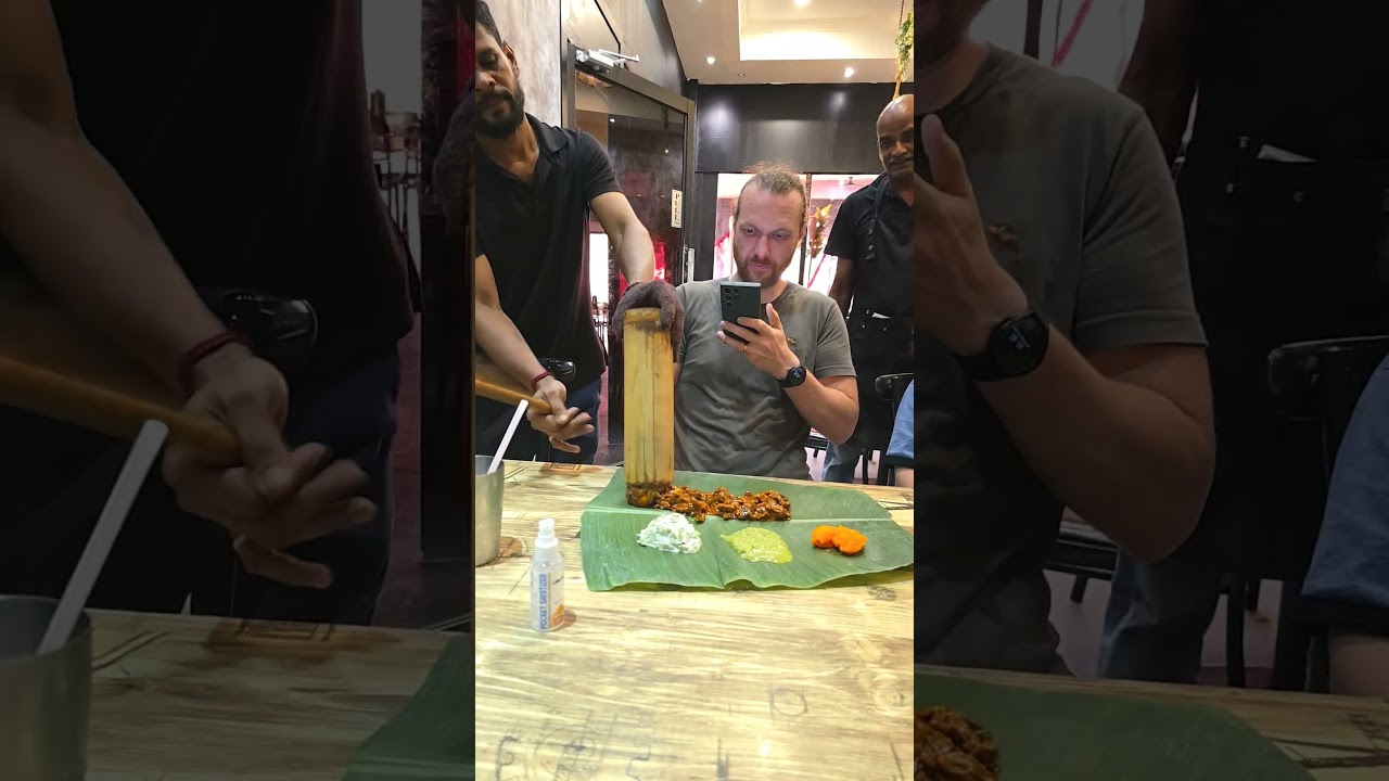 More bamboo biriyani on a banana leaf in Malaysia #selangor #bamboobiryani #bananaleaffood