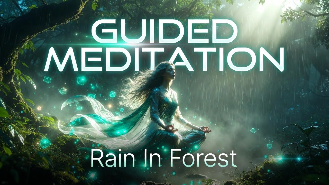 Guided Meditation for Sleep and Inner Peace | Rain in Forest | 1 Hour | Soft Female Voice