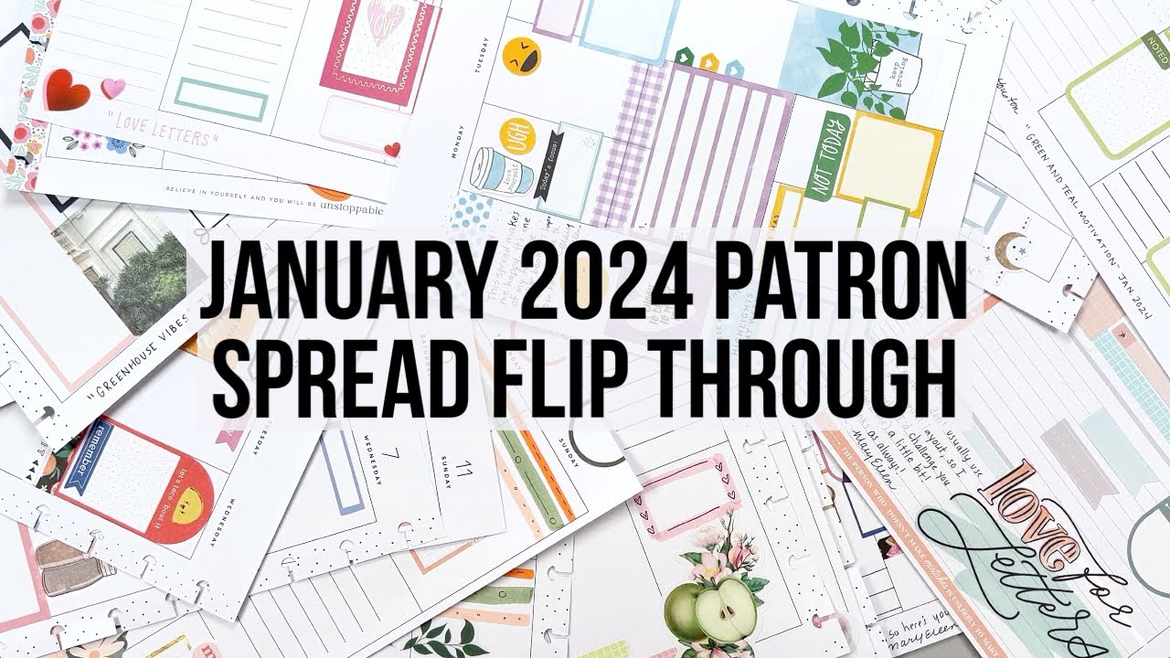Flipping Through All the Custom Happy Planner Spreads I Made for my Patrons in January 2024!