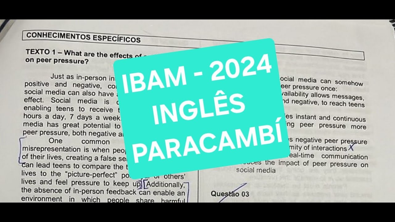 CONCURSO PROFESSOR INGLÊS - PARACAMBÍ - RJ - IBAM - 2024