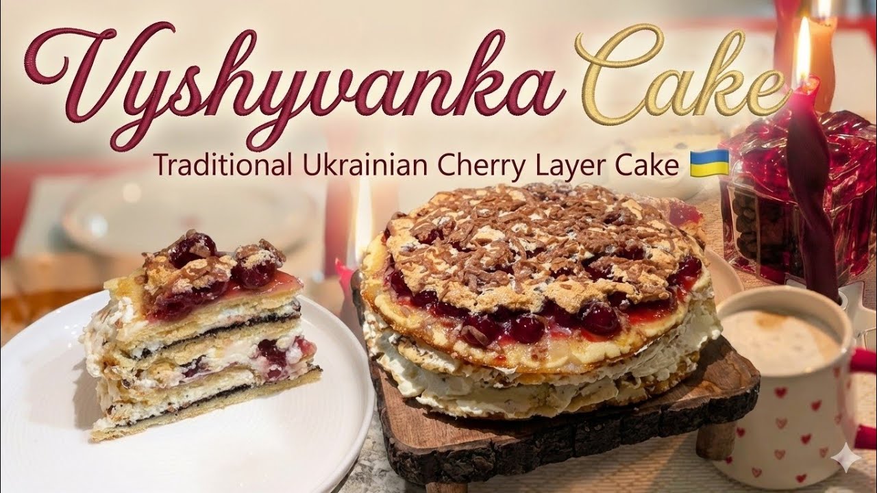Vyshyvanka Cake 🇺🇦 | Traditional Ukrainian Cherry Layer Cake