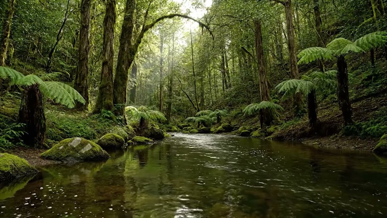 Rainforest Sounds with Flowing Water & Birds 🌿 Relaxing Forest Ambience for Sleep Study & Meditation