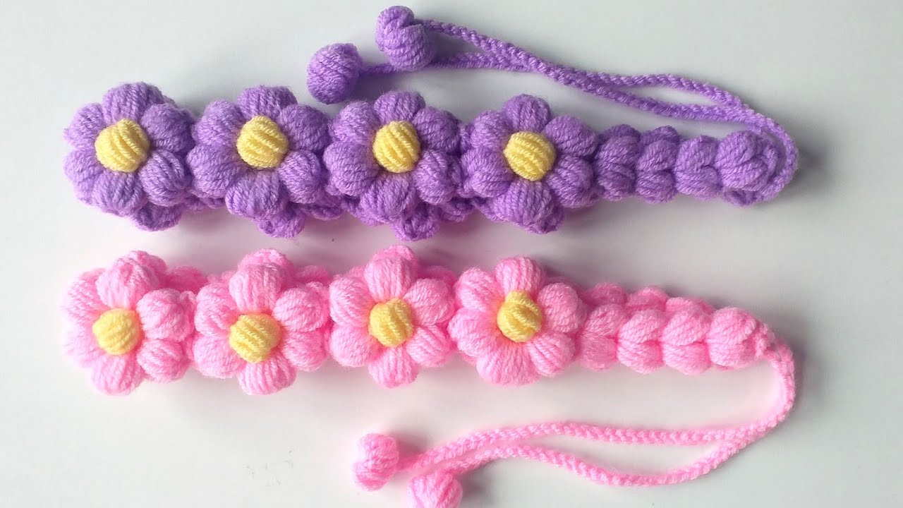 👉PUFF PUFF FLOWERS HEADBAND👉SUBTİTLED 👈 PAPATYALI  ÖRGÜ SAÇ BANDI YAPIMI /CROCHET DAISY HEADBAND