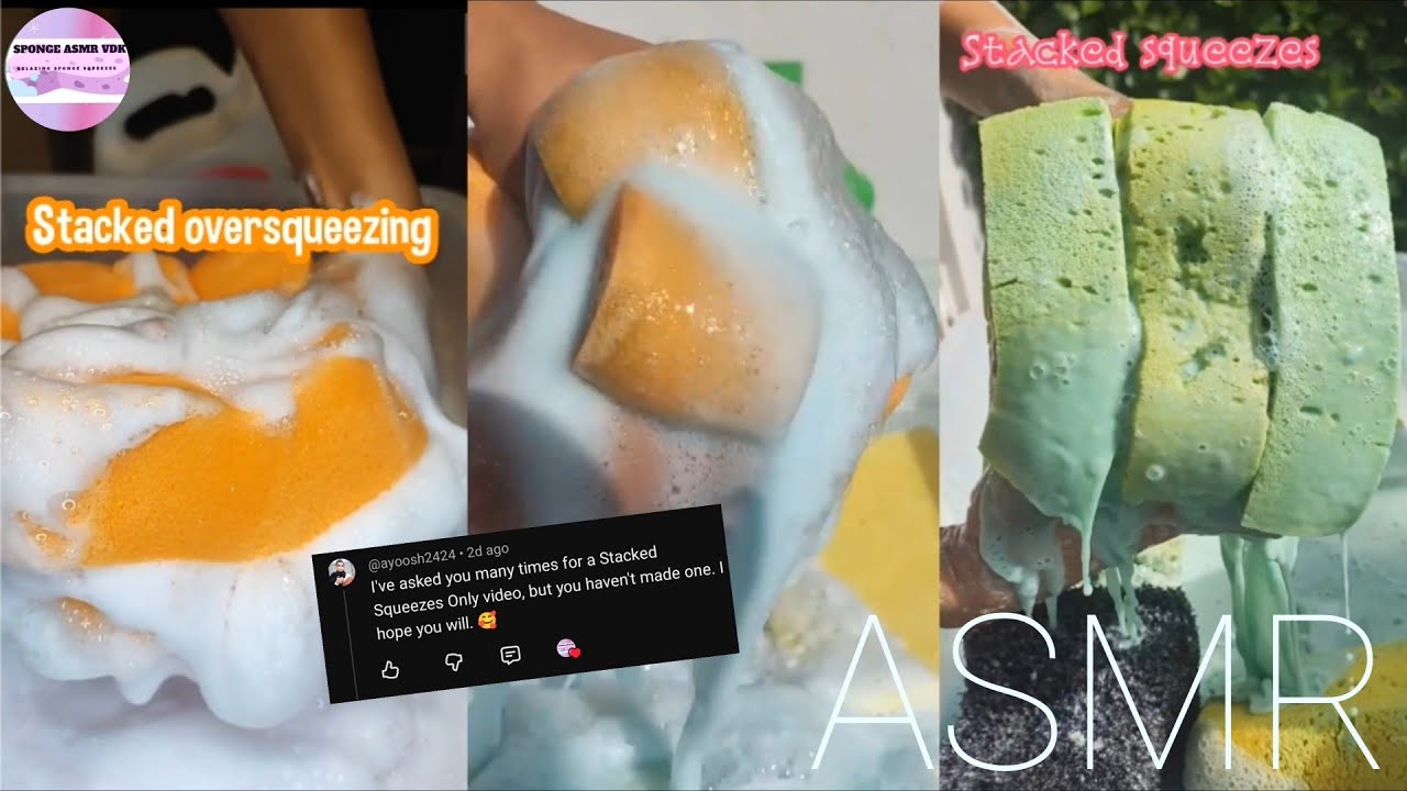 ASMR _ Request #13 🧽🧽Stacked sponge squeezing compilation🧽🧽