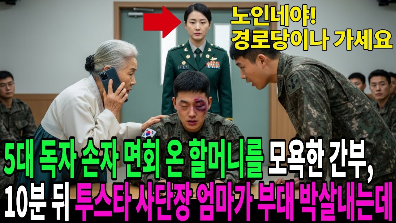 5대 독자 손자 면회 온 할머니를 모욕한 간부, 10분 뒤 투스타 사단장 엄마가 부대 박살내는데..
