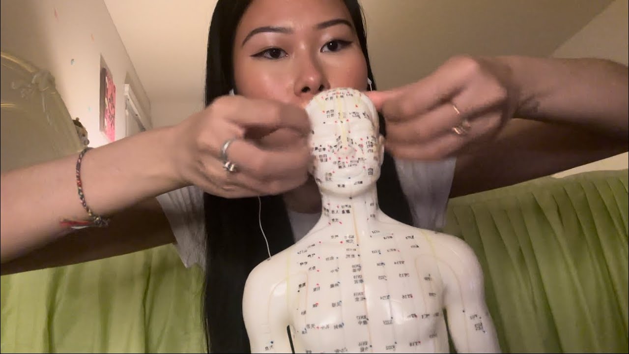 ASMR acupuncture doll tapping and scratching but only on specific parts 💕