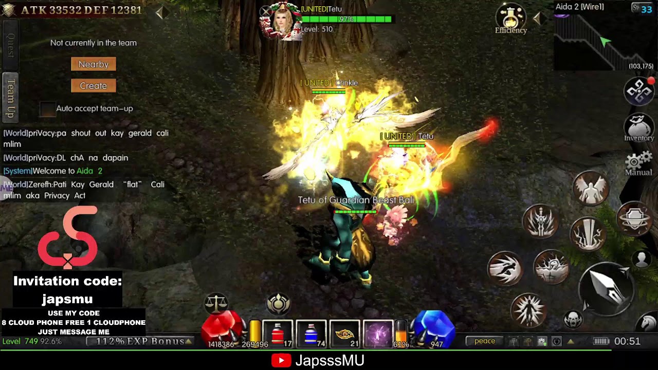 Lv. 749 Grow Lancer - Ethereal pact, Kundun Trial, Devil Square, 3vs3 #MUMonarchSEA #MU #MMORPG