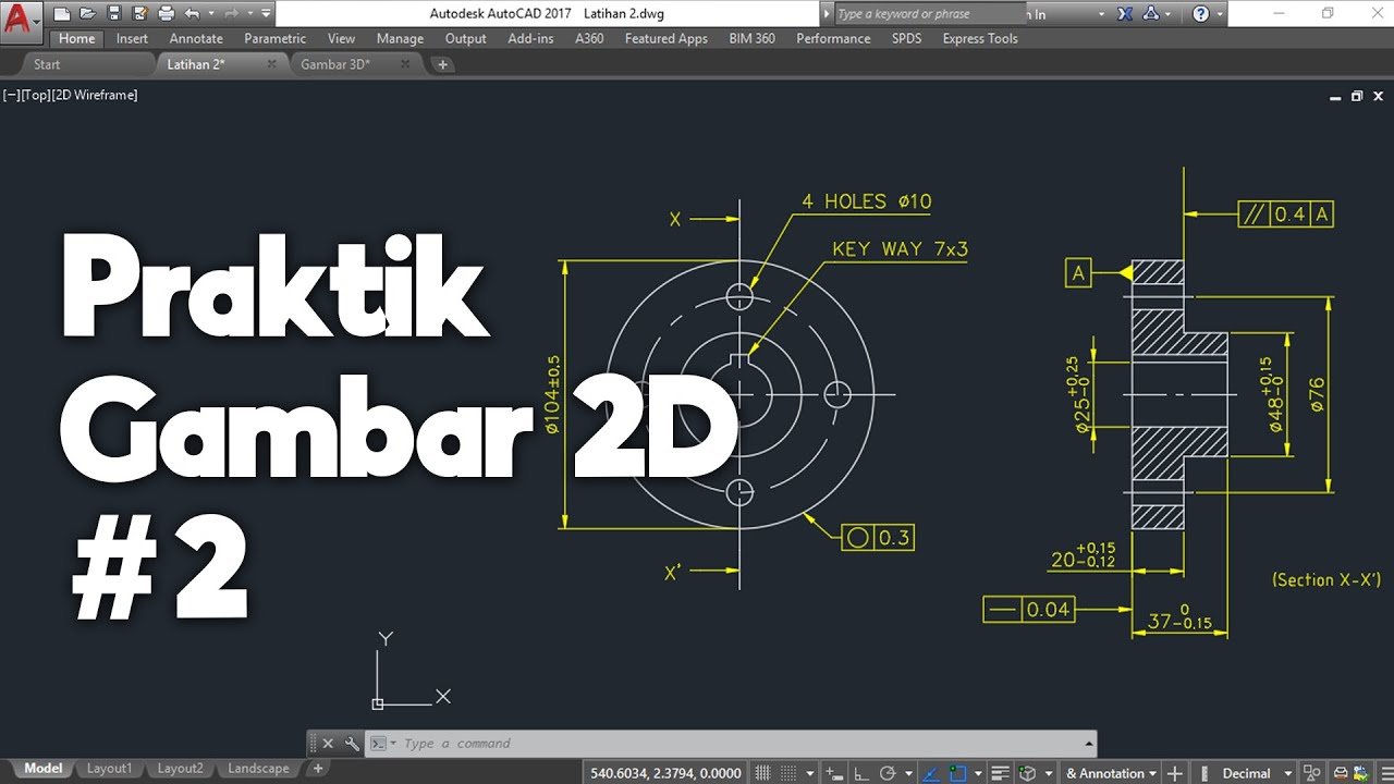 Membuat Gambar Flange 2D dengan Toleransi Geometrik di AutoCAD