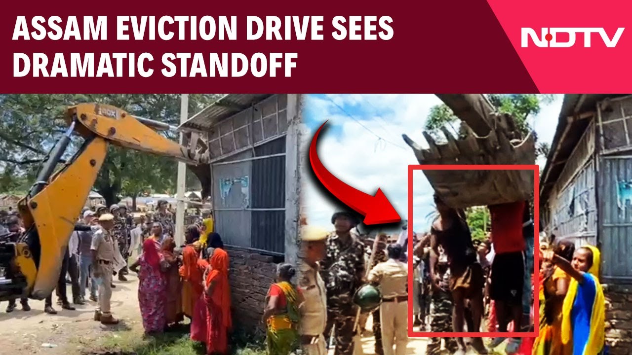 Assam News | Eviction Drive In Assam Turns Chaotic As Settler Clings To Bulldozer