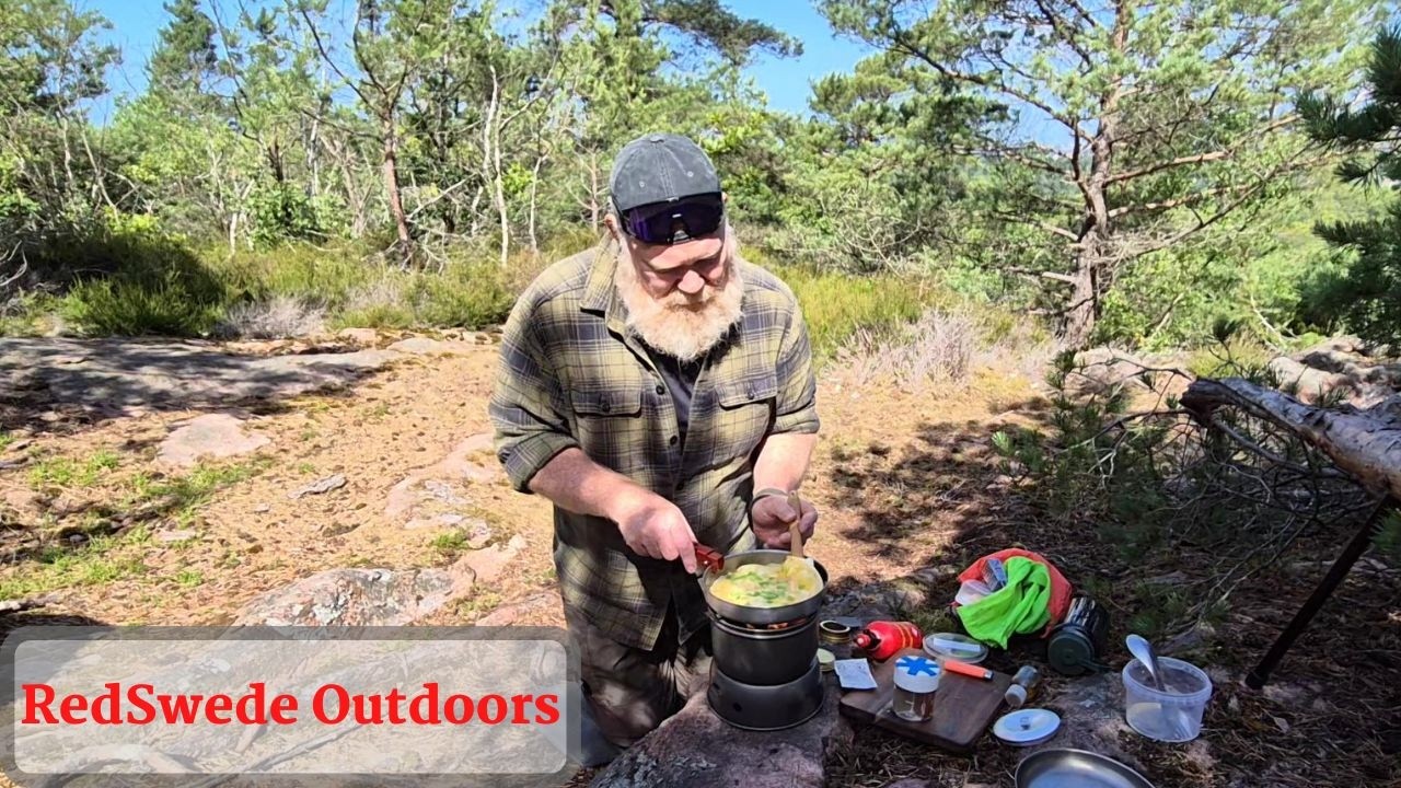 Making an Omelette in stormy weather - Trangia Cooking