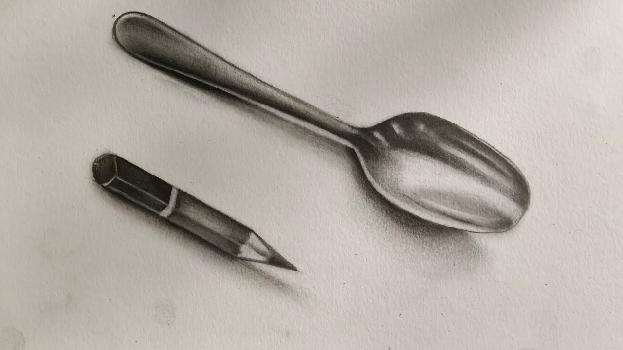 How to shade spoon with pencil//Spoon sheding tutorials// Painting//Drawing//How to make spoon