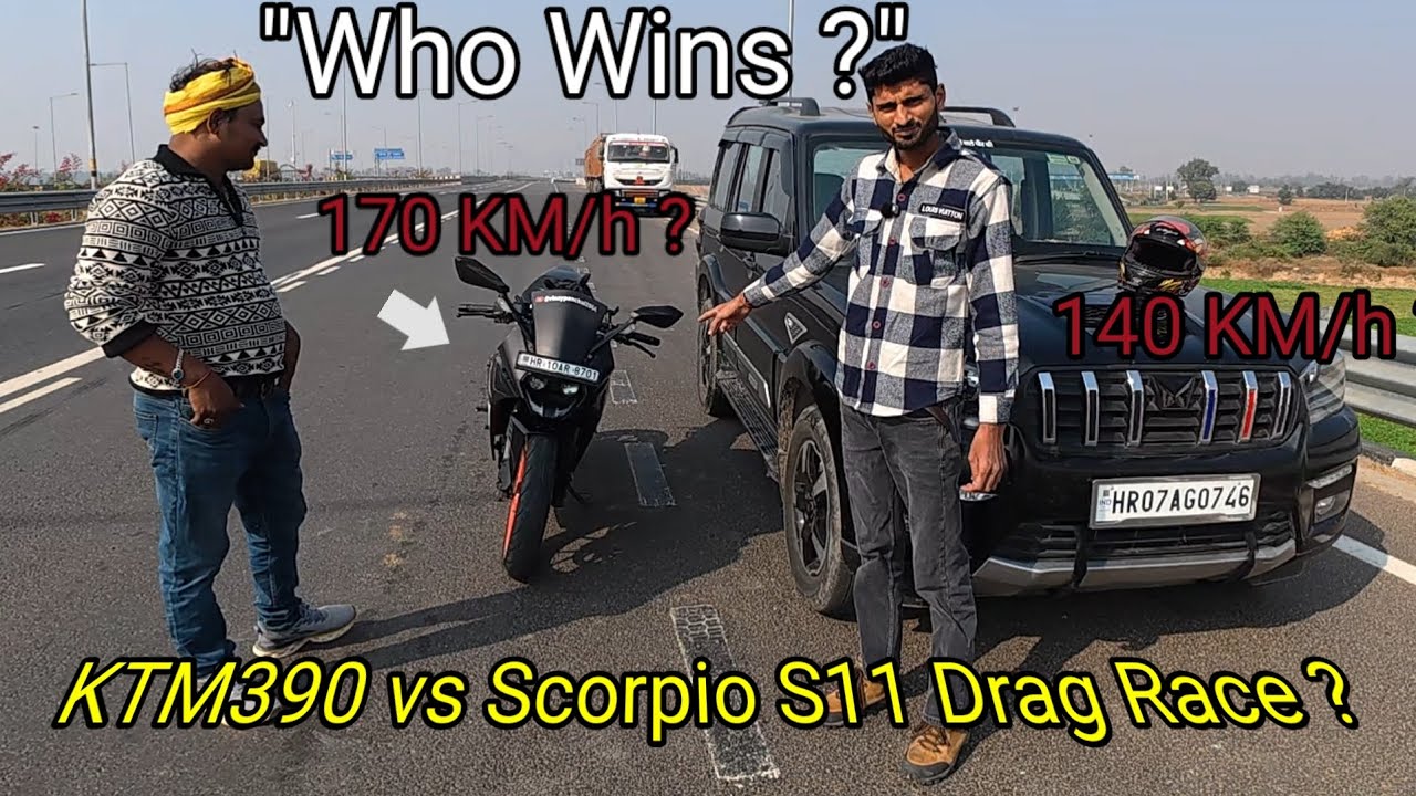 Scorpio S11 vs KTM 390 Drag Race | Result Dekh Ke Shock Ho Jaoge #automobile  #ktmrc390 