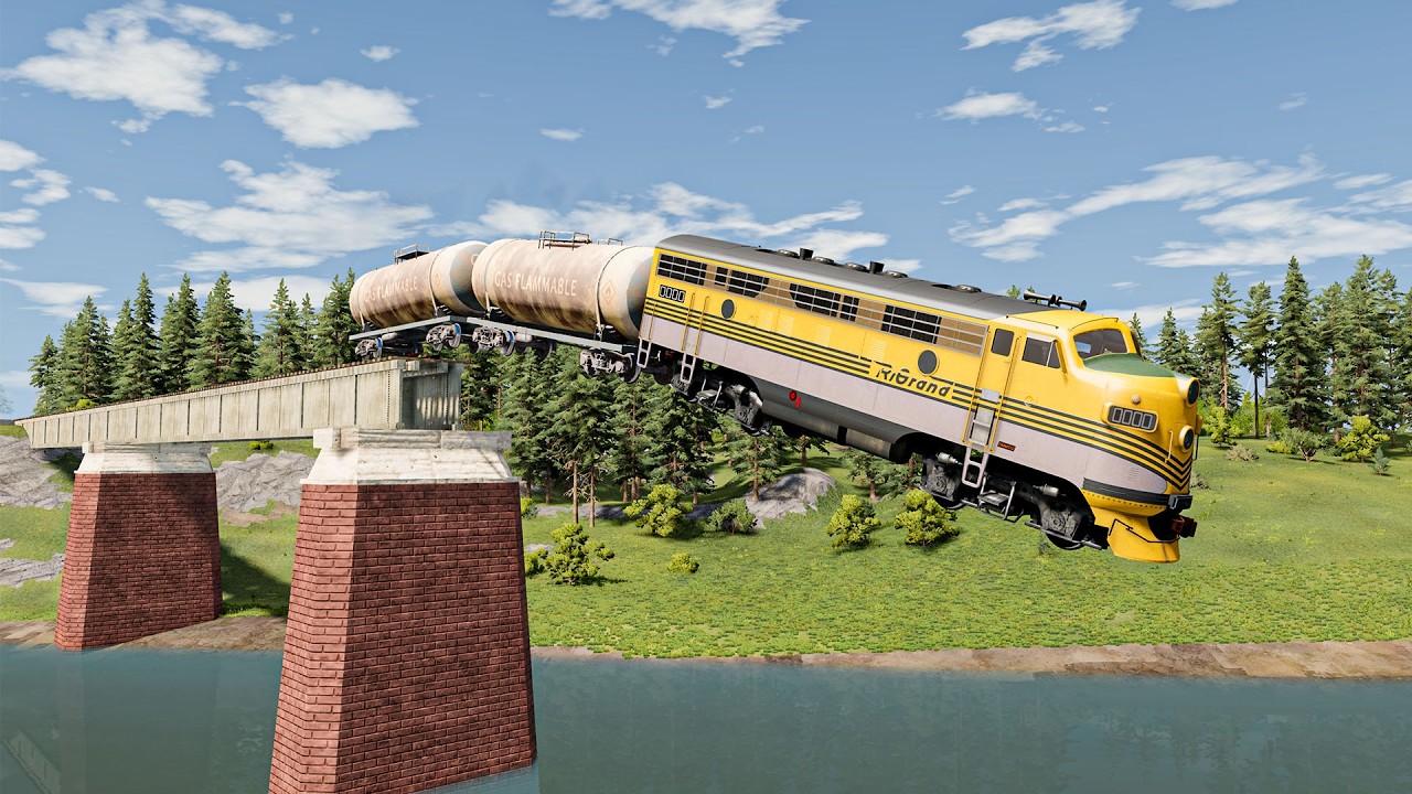 Epic Trains vs Broken Bridge Crashes 01 BeamNG.drive | BeamNG Frenzy
