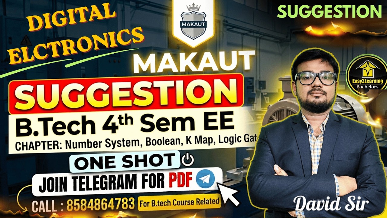 📌Digital Electronics Suggestion For B.Tech (MAKAUT) 4th Sem EE | By David Sir⚡|Free PDF||Join Now||