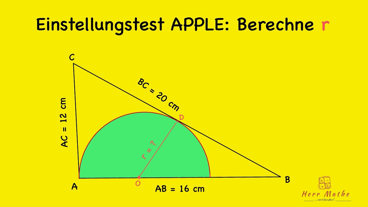 Einstellungstest APPLE: Radius Halbkreis berechnen 