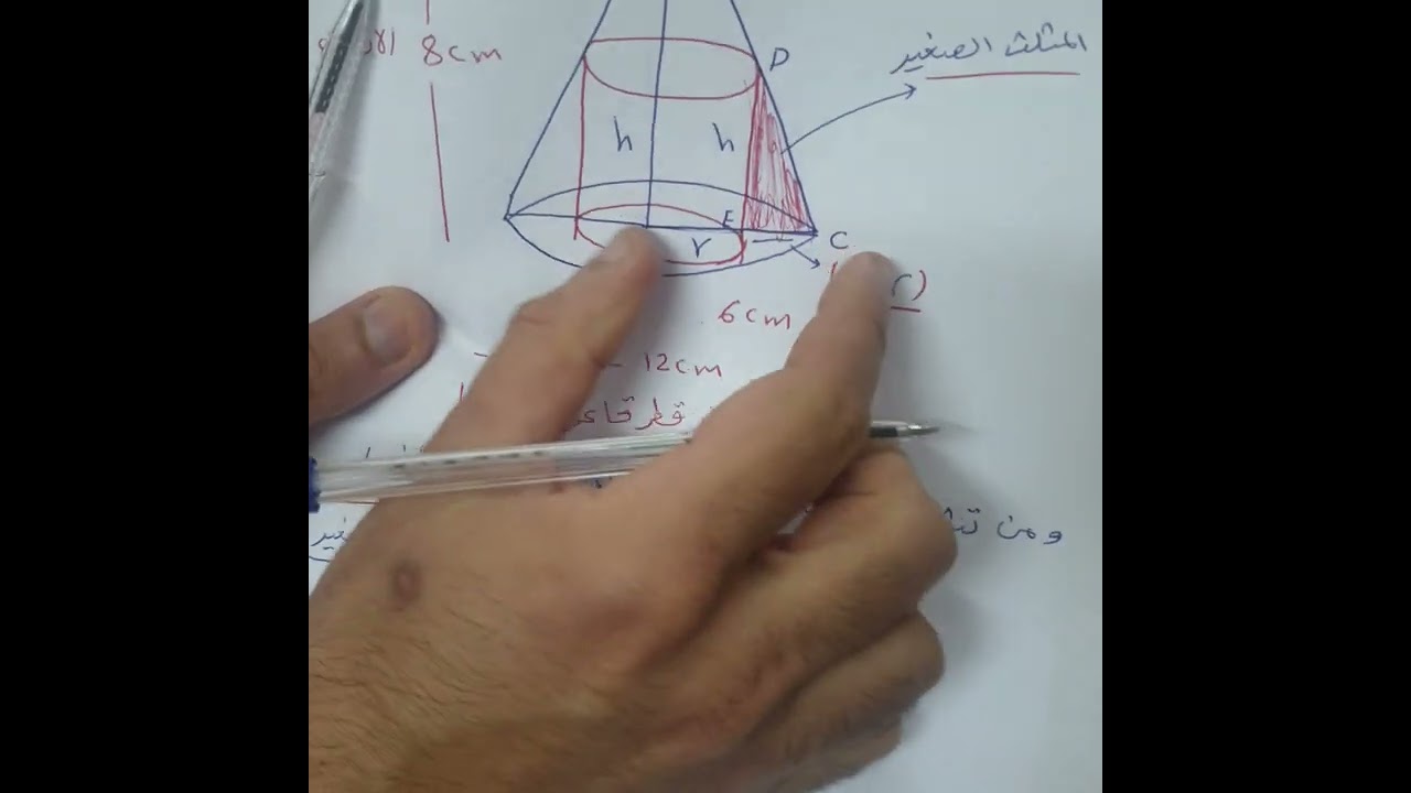 أيجاد أبعاد أكبر أسطوانة دائرية قائمة توضع داخل مخروط دائري قائم♥️