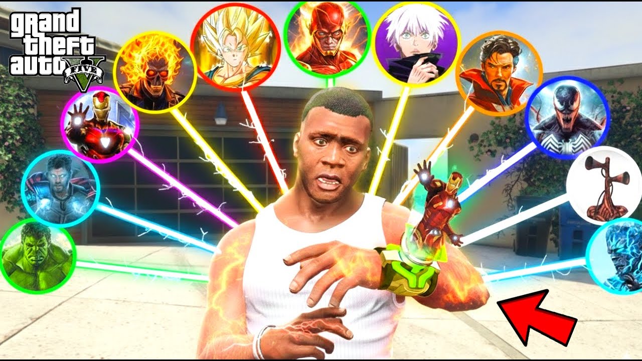 Franklin Upgrades Into EVERY Superhero Using a Magical Watch in GTA 5!