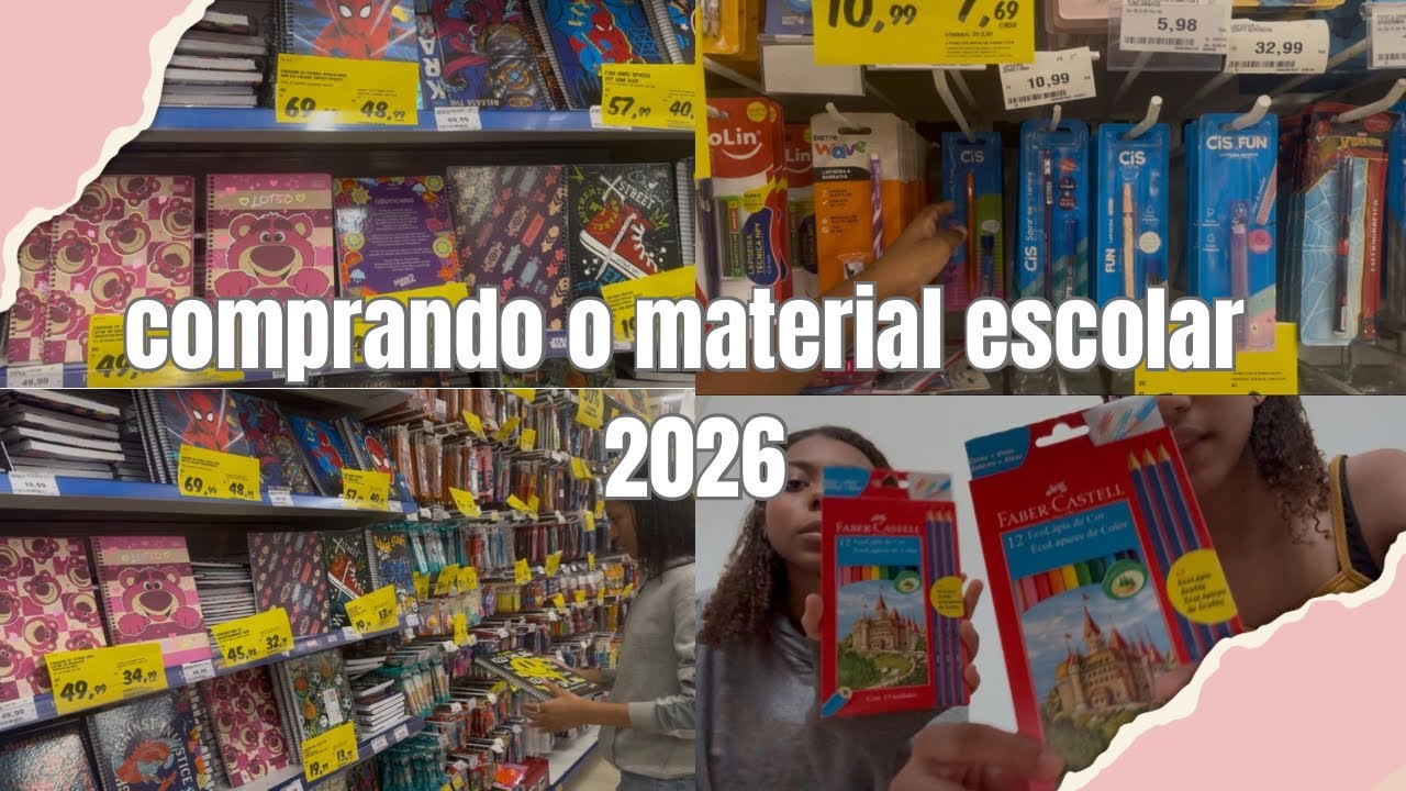 VLOG: comprando o material escolar de última hora| para três crianças de séries diferentes 