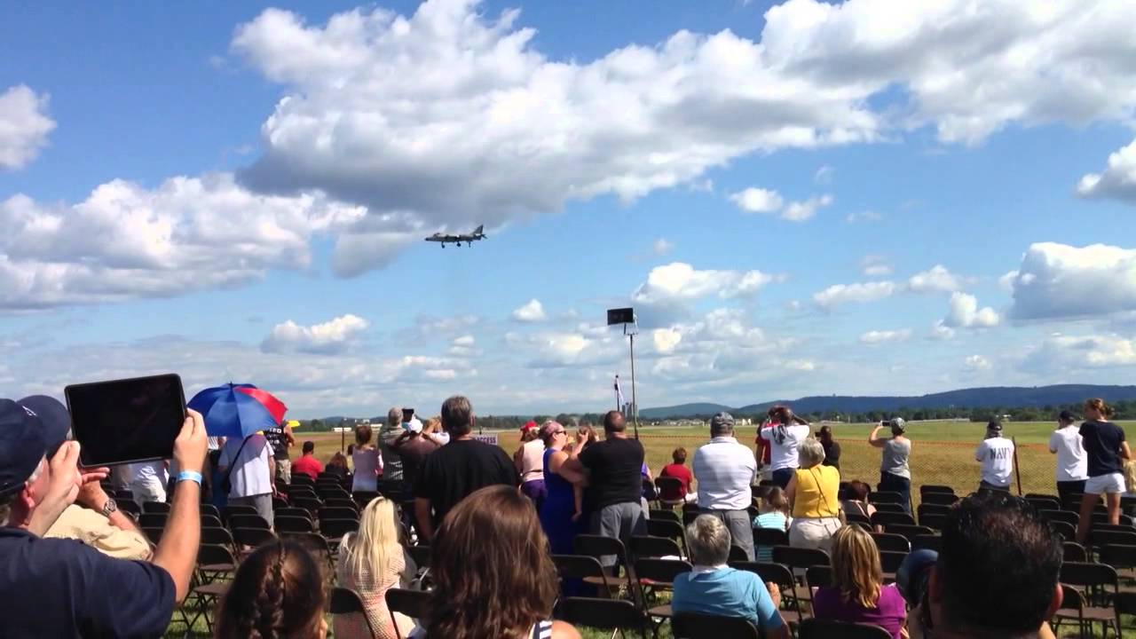 Harrier jet comes to complete stop in mid air