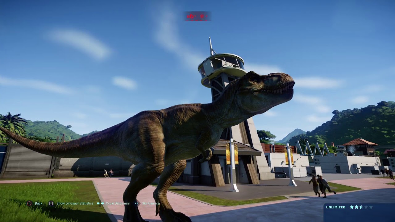 Jurassic World Evolution: JP Tyrannosaurus Rex pair breakout and human rampage