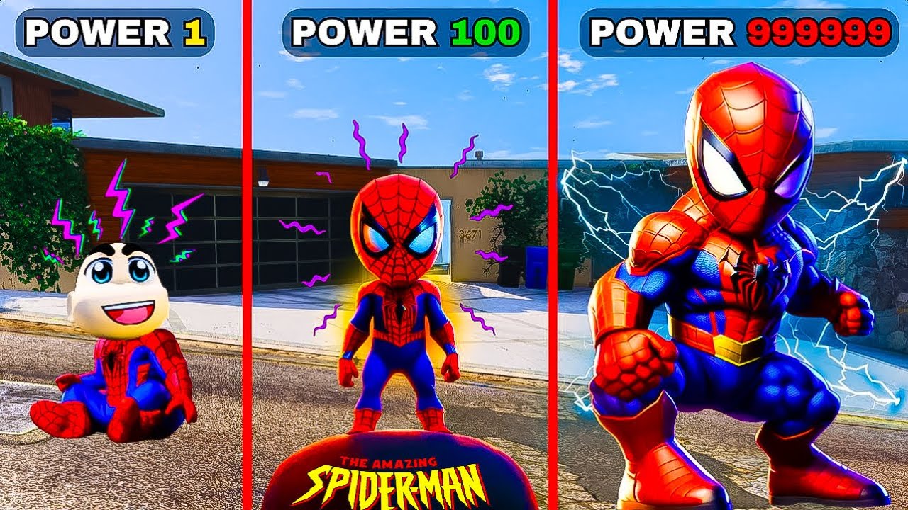 Franklin & Shin Chan Upgrading $1 Spider-Man to $10000000 Spider Man in GTA 5 in Telugu