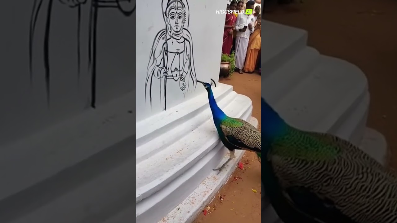 Muruga Muruga! Peacock Draws Lord Murugan in Temple Courtyard