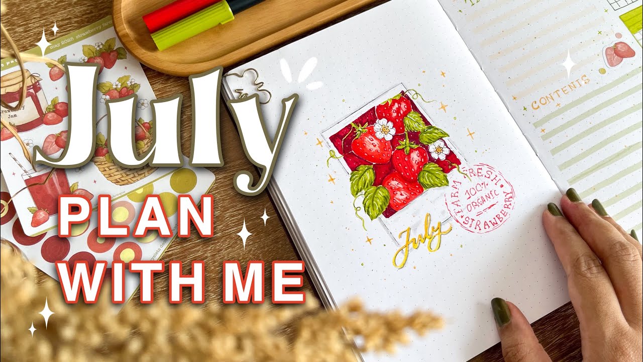 July 2025 Bullet Journal Setup 🍓 Strawberry farm Theme