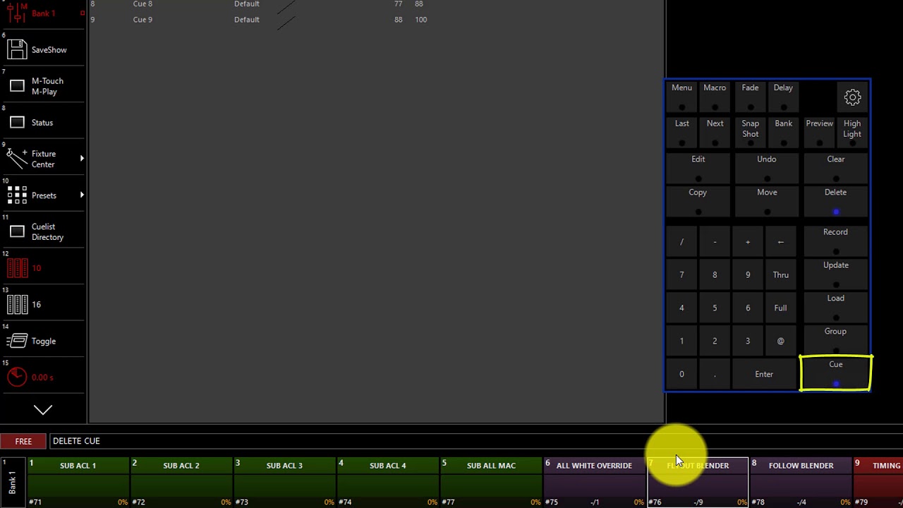 6.12 Deleting Cues