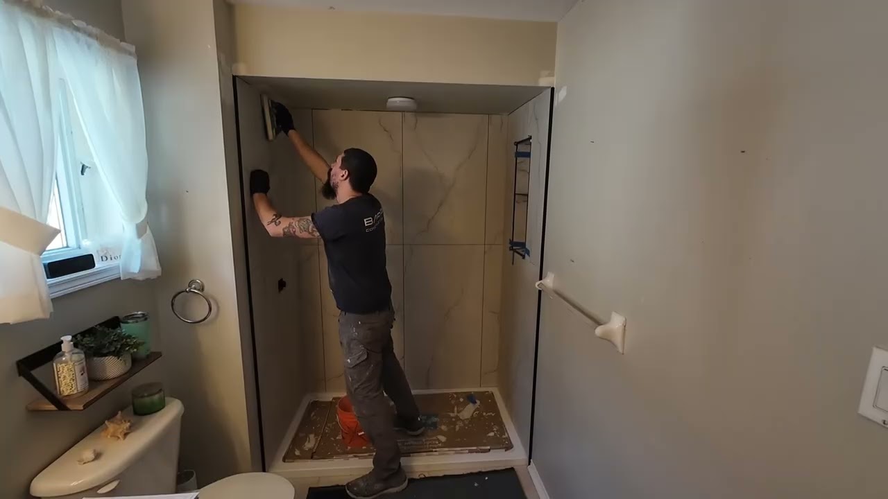 Large format tile shower job