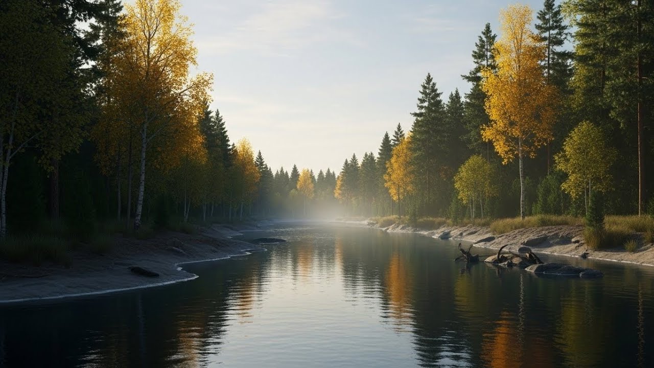 Peaceful Flowing River 🌊 Natural Ambience Sound for Deep Sleep and Stress Relief #346