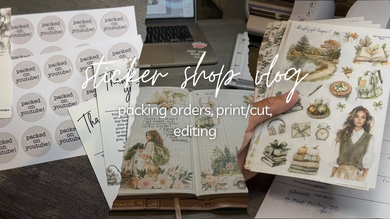 ✨Cozy Sticker Shop Vlog!✨ Packing Orders, print cutting, cozy calm music