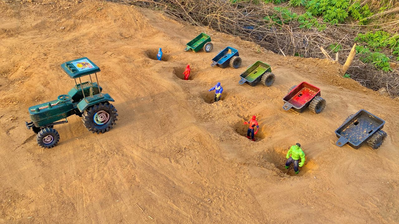 The driver got stuck in a pothole and was sent in a tractor with a trolley full of them.