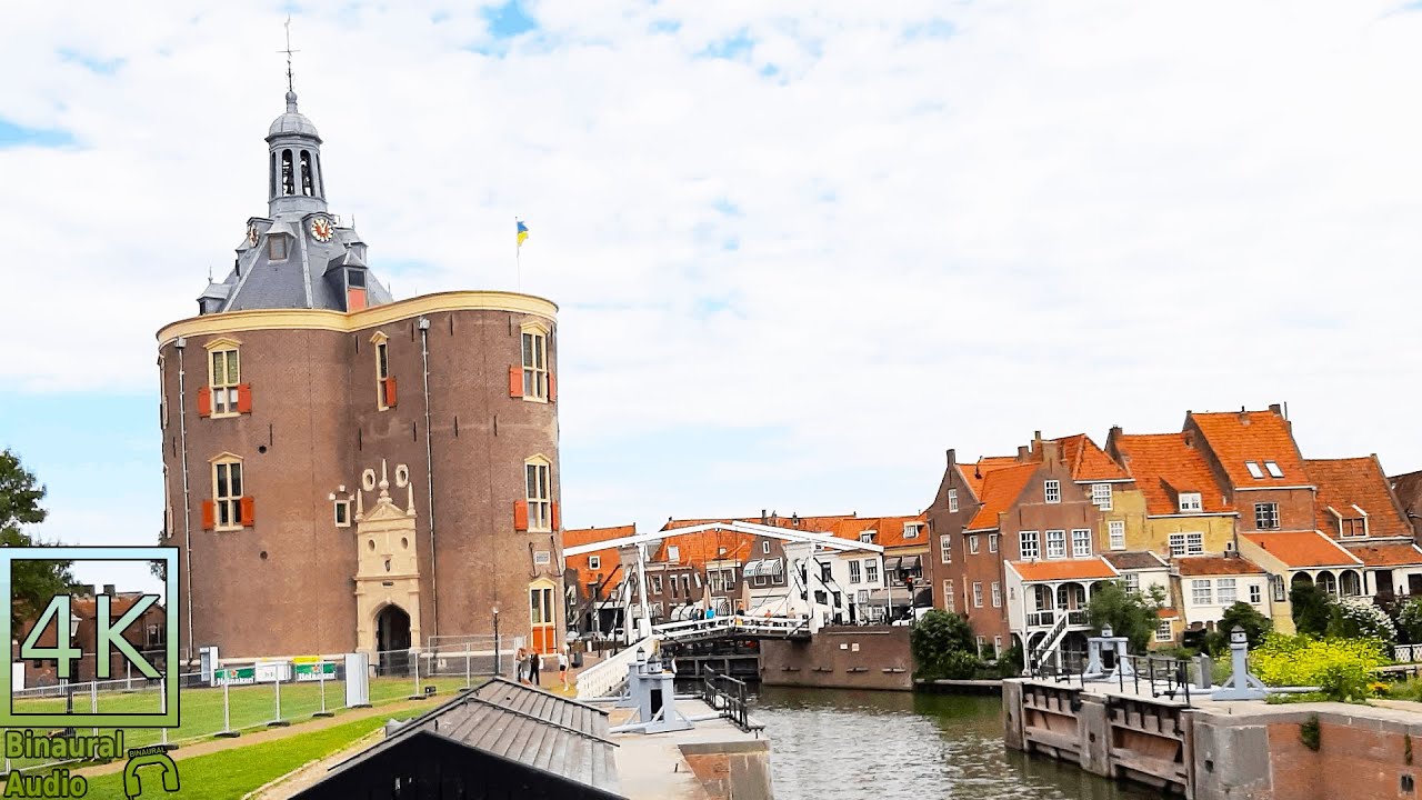 Walking in Enkhuizen, Holland | 4K Video Walk | Binaural City Sounds