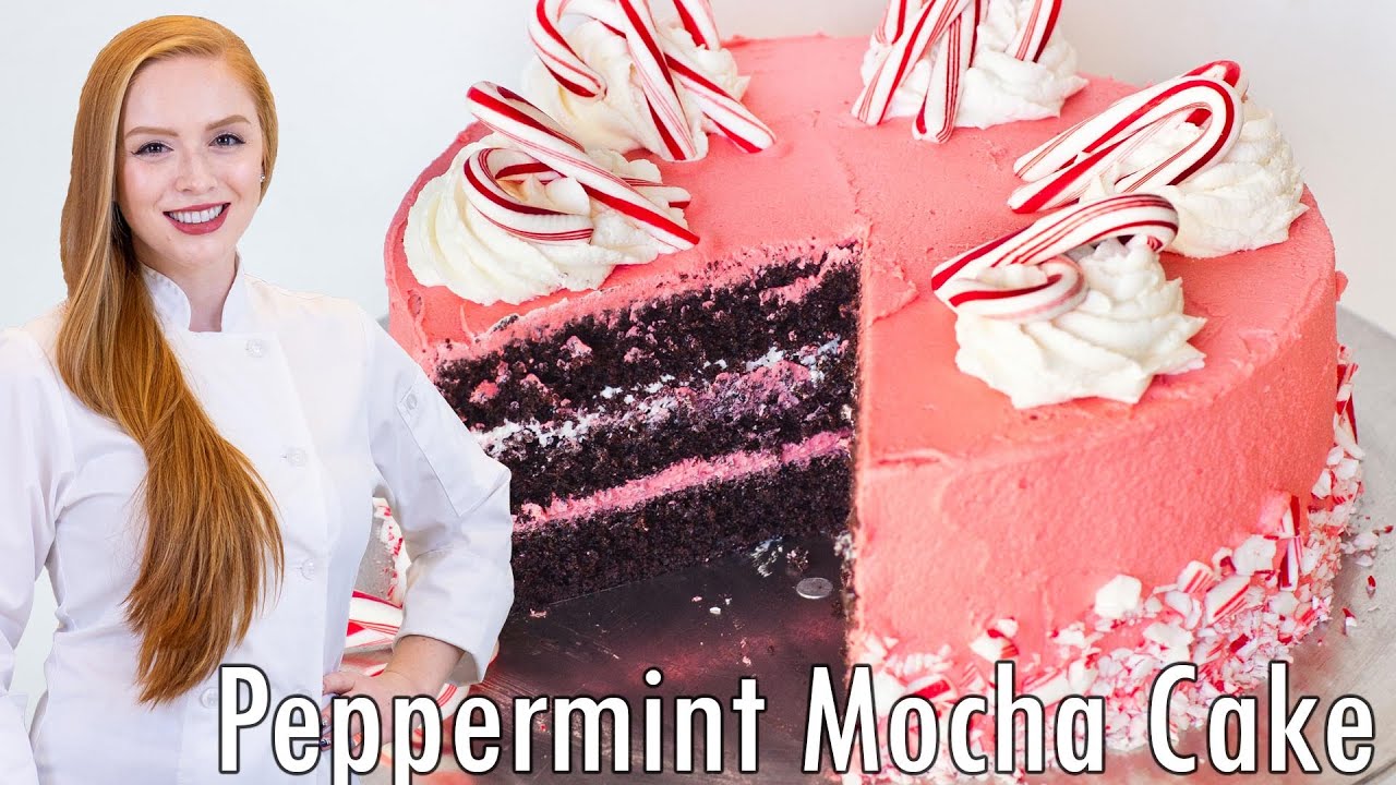 Amazing Peppermint Mocha Cake | with Chocolate Cake Layers & Peppermint Buttercream