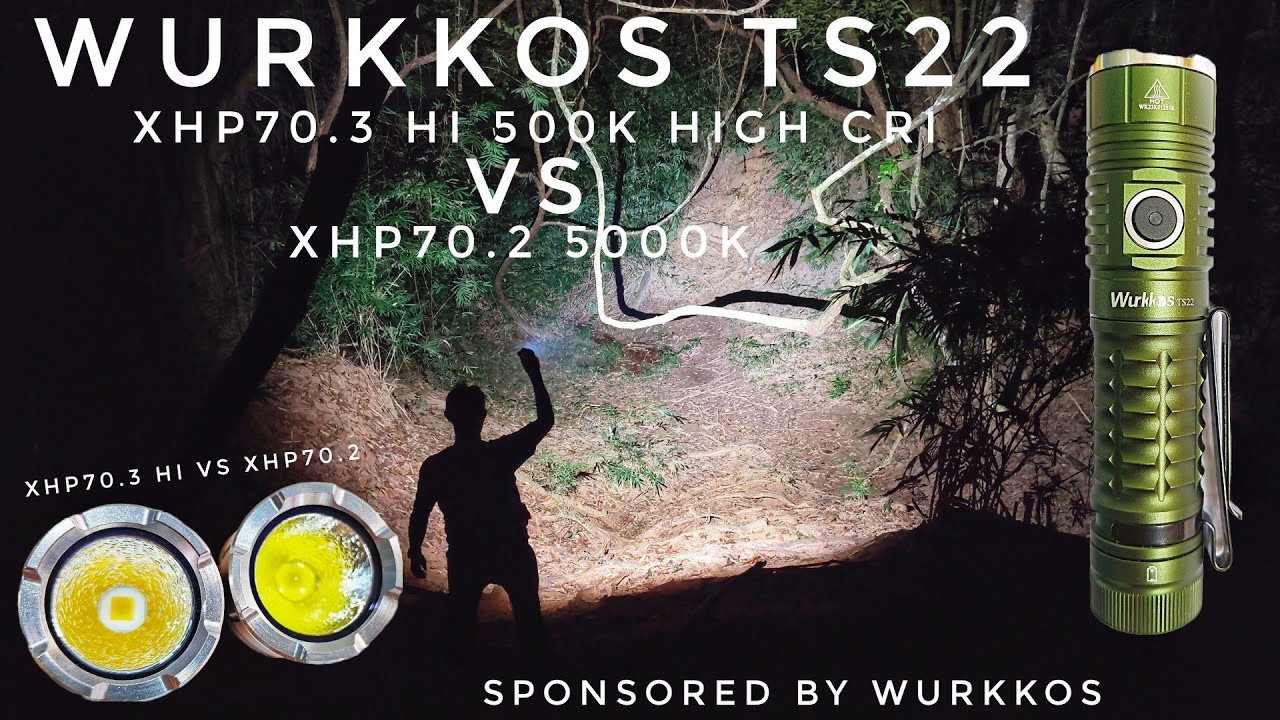 НОВЫЙ Wurkkos TS22 XHP70.3 HI 4700K HI CRI против TS22 XHP70.2 5000K — сравнение лучей