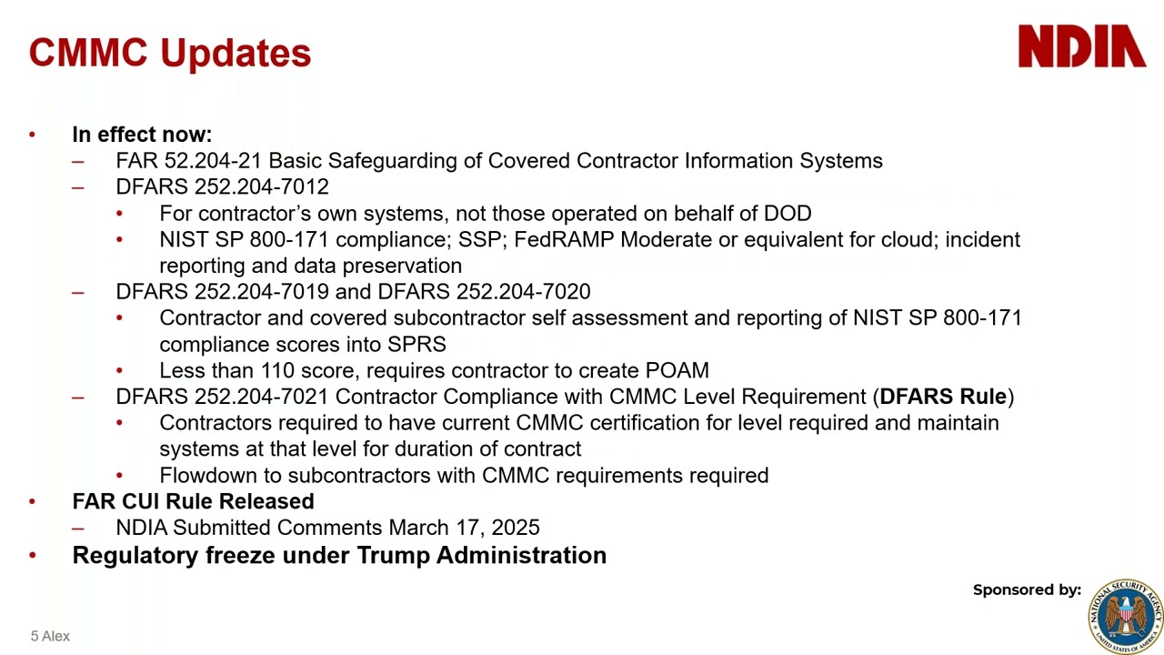 CMMC Update and the DoD Software Fast Track (SWFT) Initiative – May 27, 2025