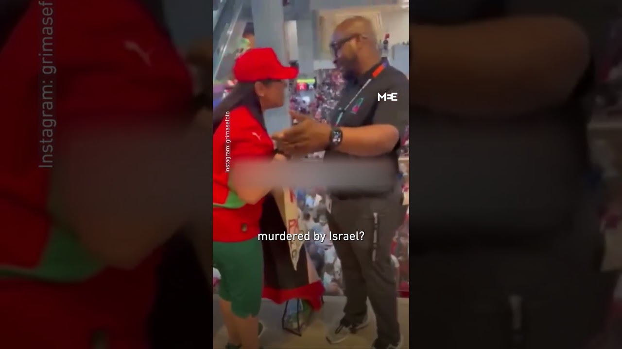Security attempts to seize Palestine flag after Morocco&rsquo;s World Cup match game