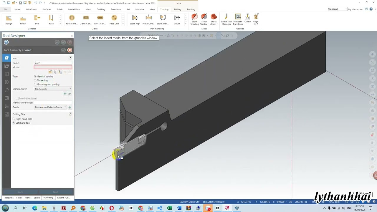 Create Grooving 3D Tool in Mastercam Lathe-Hướng dẫn tạo dao 3D tiện r&atilde;nh Mastercam | lythanhhai