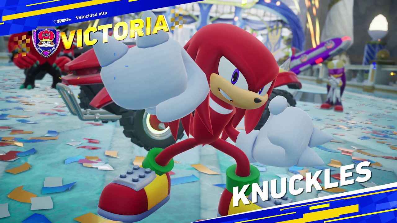 Sonic Racing CrossWorlds PS4 PRO Gran Premio Donpa con Knuckles en español castellano latino