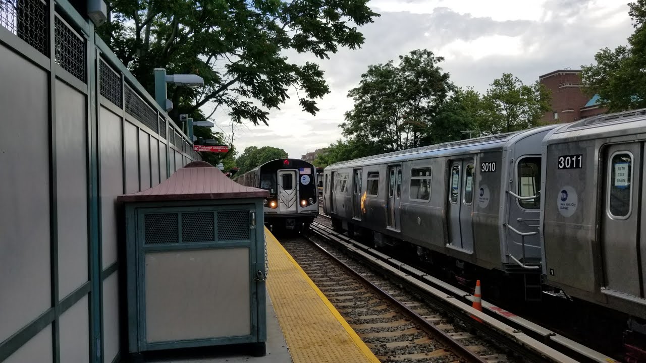 BMT Brighton Line: Q Train Action with R179 EMI test train 3010-3019 on standby @ Avenue J (7/1/17)