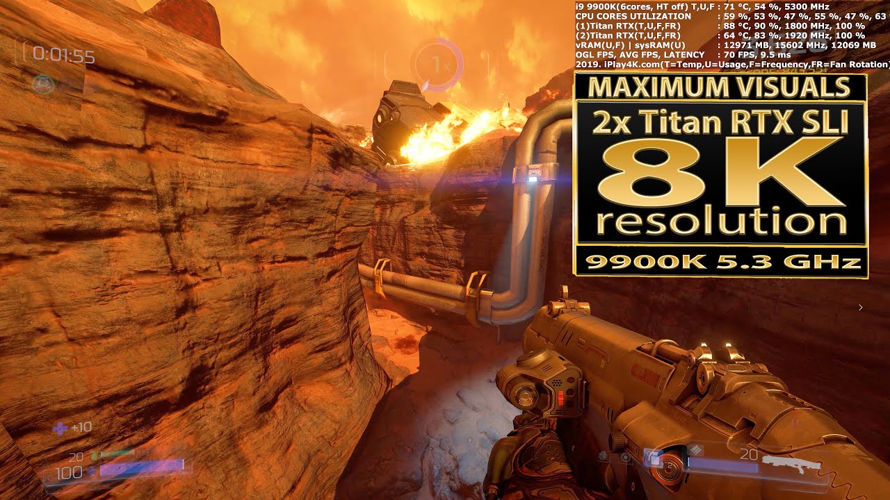 Doom 8K resolution | 2x Titan RTX SLI | Doom | 8K gaming | Doom 2016 8K | RTX 2080 TI SLI | Doom 8K