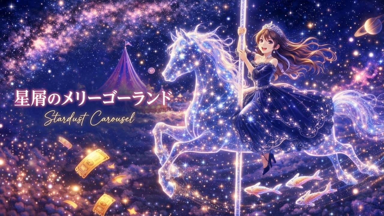 【睡眠用BGM/Magical Waltz】「星屑のメリーゴーランド - Stardust Carousel」- 銀河のサーカスで過ごす、キラキラと輝く夢のような一夜