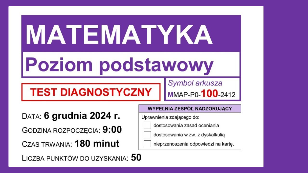 Zadanie 12 CKE 2024 Grudzień Matematyka Podstawowa - Funkcja kwadratowa