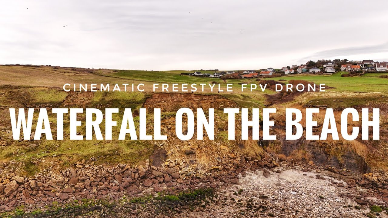 Waterfall on the beach cinematic fpv drone DJI AVATA