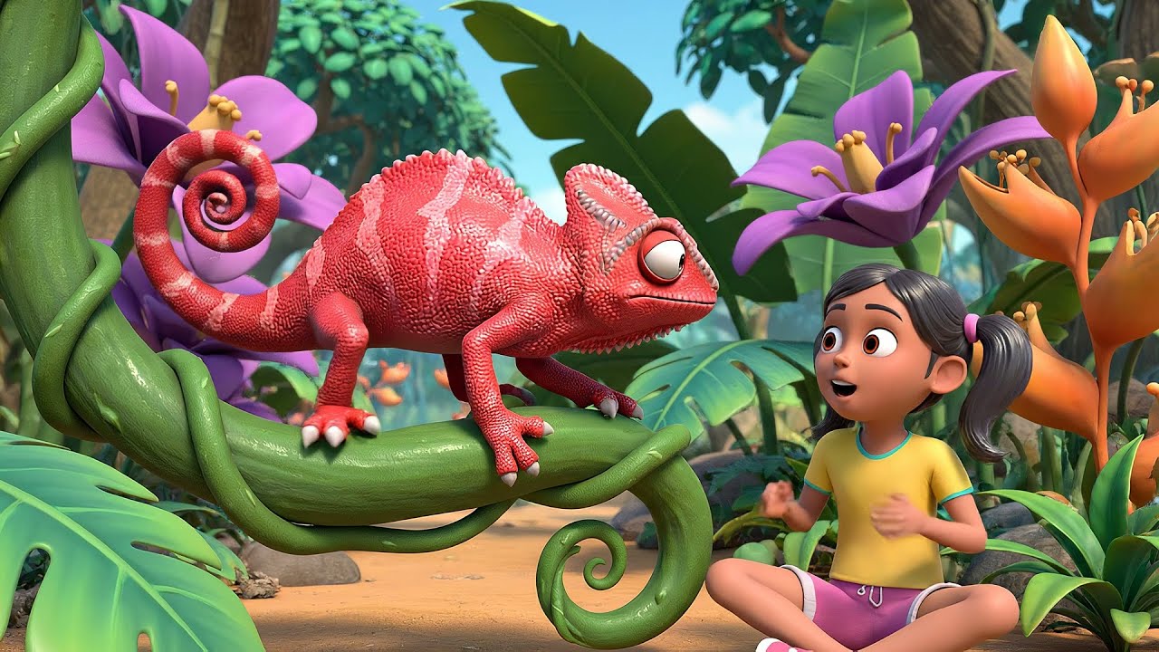 Minecraft Baby Chameleon Changed Colors on the Leaf | Nursery Rhymes for Kids & Baby Songs