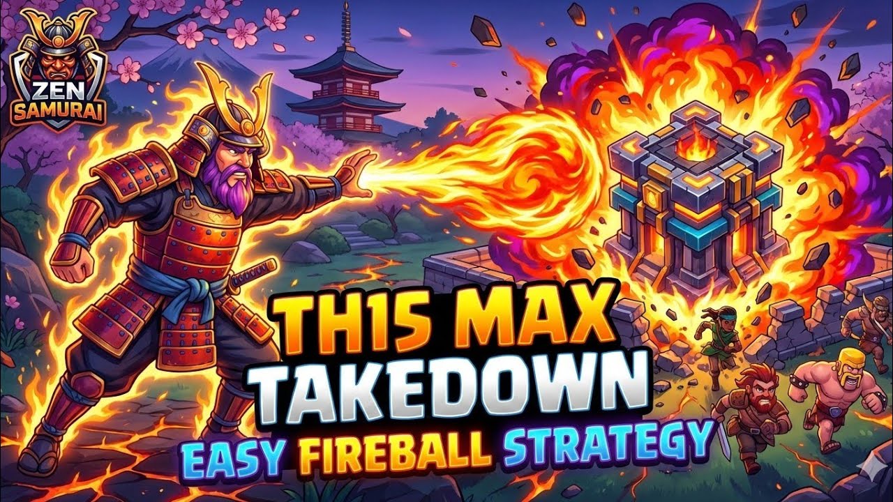 3 star max th15  with easy peasy army strategy,  warden walk + fireball heroic army, no cc required 