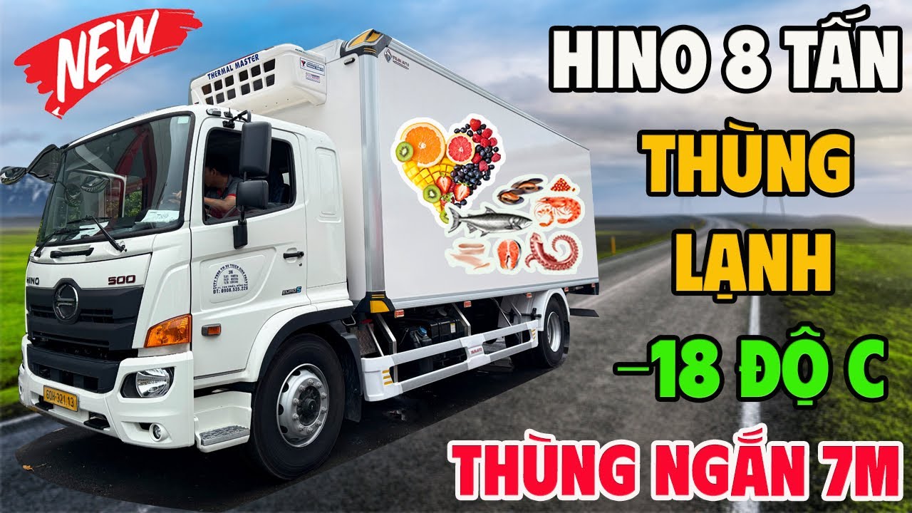 Xe Tải Hino 8 Tấn Th&ugrave;ng Đ&ocirc;ng Lạnh | Gi&aacute; Xe Hino 8 Tấn Th&ugrave;ng Đ&ocirc;ng Lạnh Tran Auto 2025 Ngắn 7m